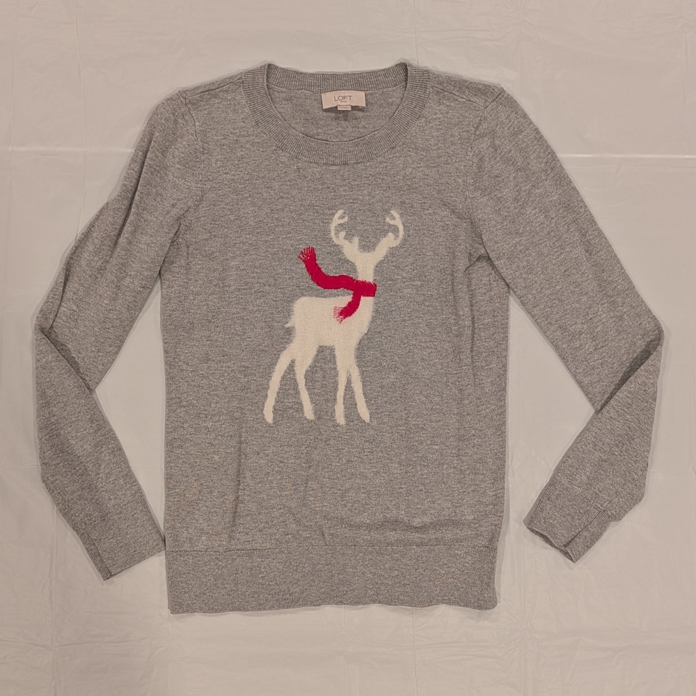 Gray Sweater with Reindeer Design